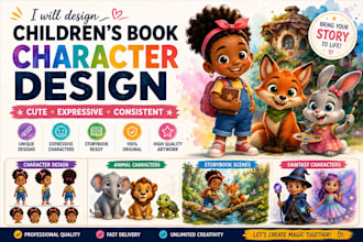 design cute children book characters and storybook illustrations