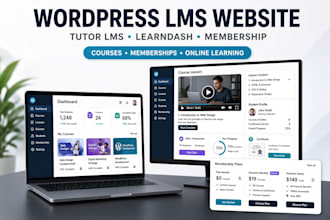 develop wordpress lms membership website, lms website with tutor lms learndash