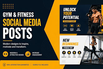 design gym and fitness social media posts and workout ads