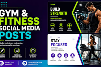 design gym and fitness social media posts and workout ads