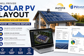 provide solar pv layout aurora solar design pvsyst simulation reports