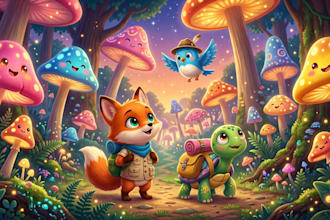 create 3d children book illustrations, storybook characters and cover design