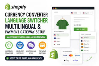 setup shopify currency converter language switcher multilingual payment gateway