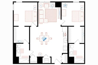 redraw 2d floor plan , site layout, and real estate schematic plan