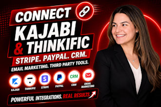 connect kajabi, thinkific stripe paypal CRM email marketing third party tools