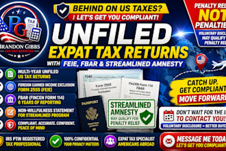 file your unfiled expat US tax returns with feie fbar and streamlined amnesty