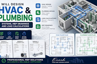 design hvac and plumbing system, mep drawings and load calculations