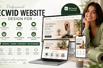 design ecwid yoga studio classes merchandise wellness businesses tutors website