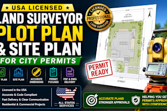 provide USA licensed land surveyor, plot plan, site  plan for city permits