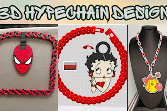 design 3d cad custom hype chain chain necklace pendant stl 3mf file 3d printing