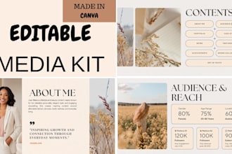 design an editable media kit and press kit on canva