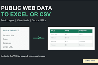 collect public website data into excel or CSV