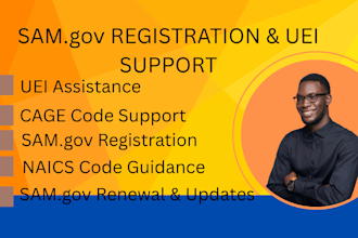 assist with sam gov registration, uei and cage code