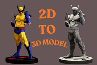 convert 2d image to 3d model 3d printable stl figurine 2d drawing 3d printing