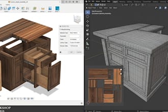 design custom 3d furniture, cabinets, kitchens, wardrobes and 2d plans