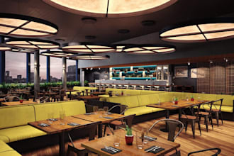 do 3d restaurant, cafe, bar house interior and exterior