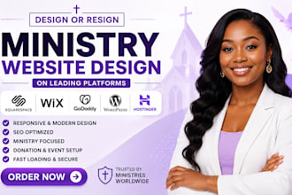 design and redesign church website, ministry website, church flyer, church logo