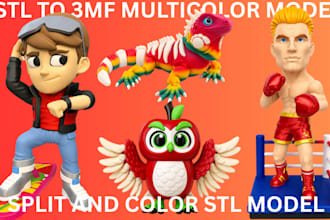 do multicolor figure models for bambu creality cfs 4, 8, 16 colors stl 3mf file