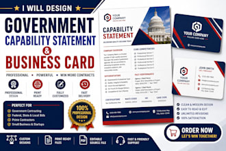 design government capability statement and business card