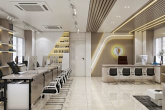 relayout modern office interior,reception area design,conference room cgi render