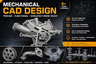 do mechanical design, cad drawing, injection mold, cnc, cad, with solidworks