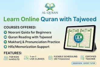 teach online quran with tajweed for kids and adults