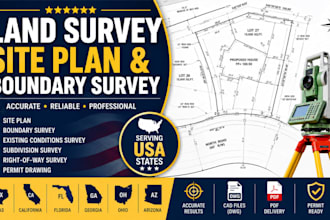 create tx ca fl ga oh az land survey site plan boundary survey