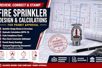 review, correct and stamp your fire sprinkler design and calculation for permit
