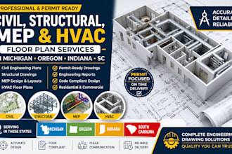 civil, structural engineering mep, hvac floor plan in michigan oregon indiana sc