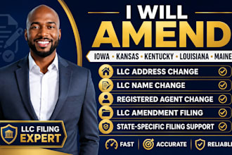 amend iowa kansas kentucky louisiana maine llc address name and registered agent