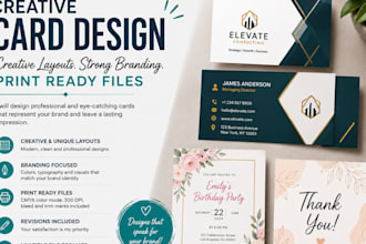 create card designs with creative layouts, branding, and print ready files