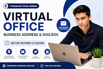 provide virtual office, business address and mailbox in 12hrs