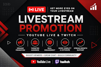 organically promote youtube live stream boost chattter or twitch promotion