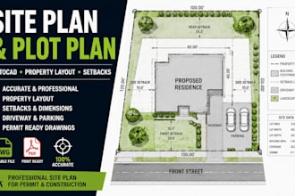 create a professional site plan, plot plan in autocad permit drawring blueprints