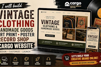 build vintage clothing handmade goods art print poster record shop cargo website