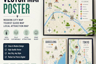 create vector map poster modern city map tourist guide map local attraction map