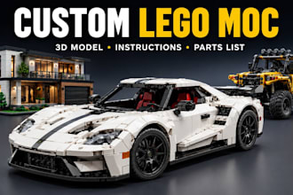 design custom lego moc, 3d lego model with instructions