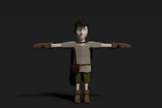 low poly game character model, n64 y2k character design, ps1 pixelated retro 3d