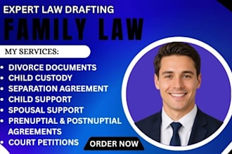 draft legal family law document divorce child custody child support cases