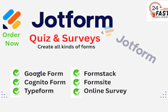 create online surveys, jotform, google form, quiz, type form, fillable PDF form