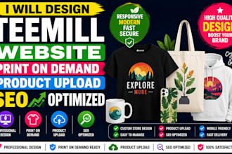 design teemill website print on demand website product upload SEO optimized