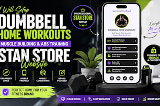 setup dumbbell home workouts muscle building abs training stan store website