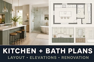 draw bathroom kitchen layout 2d floor plan elevation and renovation plan autocad