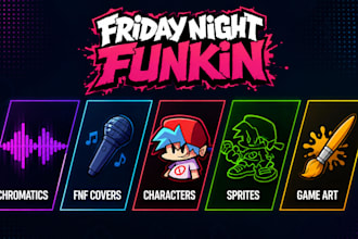 make friday night funkin chromatics, fnf covers, characters, sprites, game art,