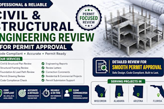 civil, structural engineering review for permit in wisconsin alabama arizona fl
