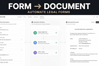 setup form to document automation, legal forms document generator website