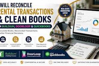 reconcile rental transactions and clean books in buildium, doorloop, quickbooks