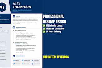 design a professional and modern resume or CV