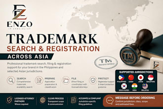 search and file trademark in philippines, china south korean japan and singapore