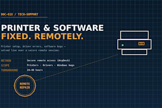install and fix printer issues and software bugs remotely